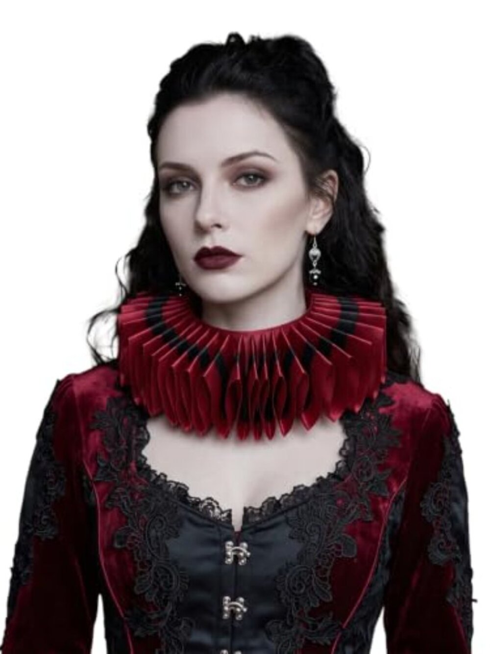 Renaissance Ruffled Satin Neck Ruff Multi-Layer Pleated Cosplay Collar - Picture 2 of 7